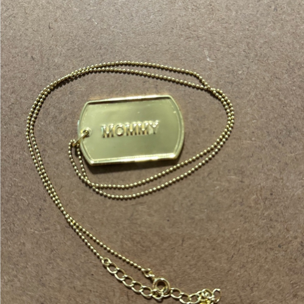 Gold 'Mommy' Dog Tag Necklace
